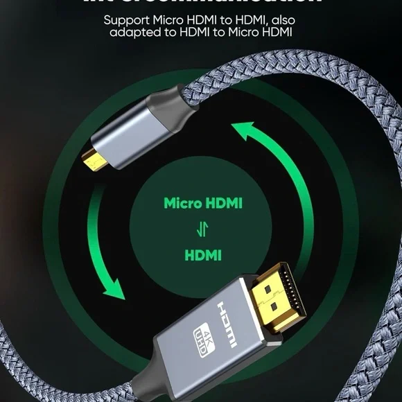 Braided 4K UHD HDMI to Micro HDMI Cable - Picture 2 of 3